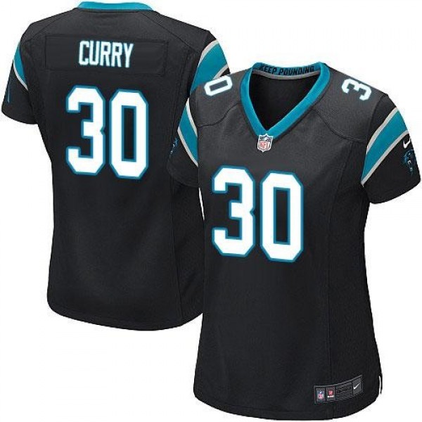 Women's Panthers #30 Stephen Curry Black Team Color Stitched NFL Elite Jersey