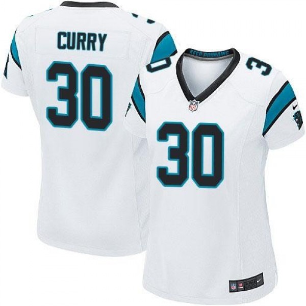 Women's Panthers #30 Stephen Curry White Stitched NFL Elite Jersey