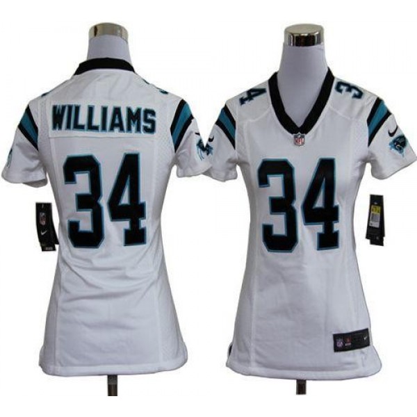 Women's Panthers #34 DeAngelo Williams White Stitched NFL Elite Jersey