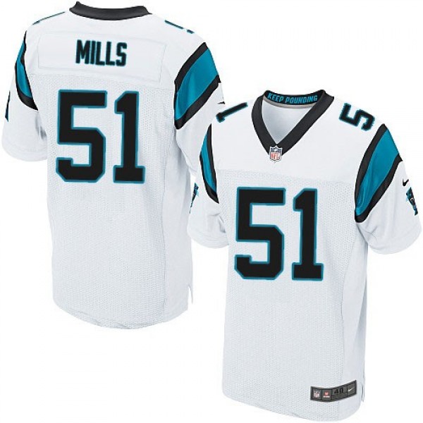 Nike Panthers #51 Sam Mills White Men's Stitched NFL Elite Jersey