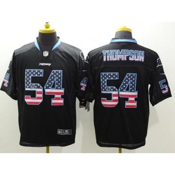 Nike Panthers #54 Shaq Thompson Black Men's Stitched NFL Elite USA Flag Fashion Jersey