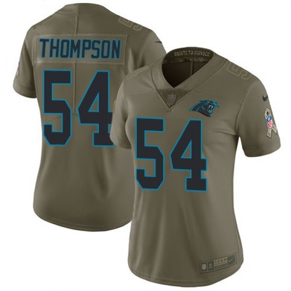 Women's Panthers #54 Shaq Thompson Olive Stitched NFL Limited 2017 Salute to Service Jersey