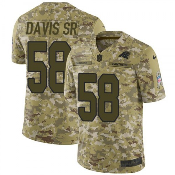 Nike Panthers #58 Thomas Davis Sr Camo Men's Stitched NFL Limited 2018 Salute To Service Jersey