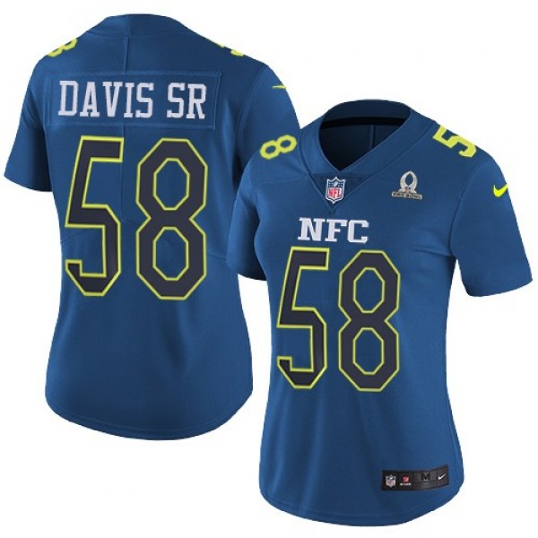 Women's Panthers #58 Thomas Davis Sr Navy Stitched NFL Limited NFC 2017 Pro Bowl Jersey