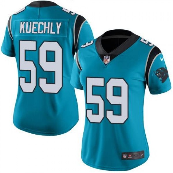 Women's Panthers #59 Luke Kuechly Blue Stitched NFL Limited Rush Jersey