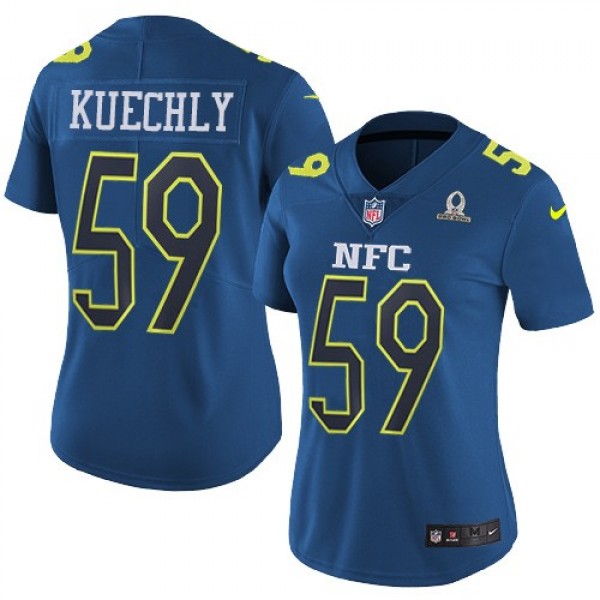 Women's Panthers #59 Luke Kuechly Navy Stitched NFL Limited NFC 2017 Pro Bowl Jersey