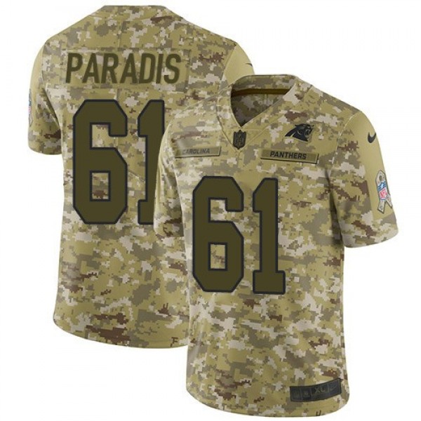 Nike Panthers #61 Matt Paradis Camo Men's Stitched NFL Limited 2018 Salute To Service Jersey