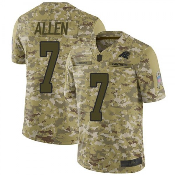 Nike Panthers #7 Kyle Allen Camo Men's Stitched NFL Limited 2018 Salute To Service Jersey