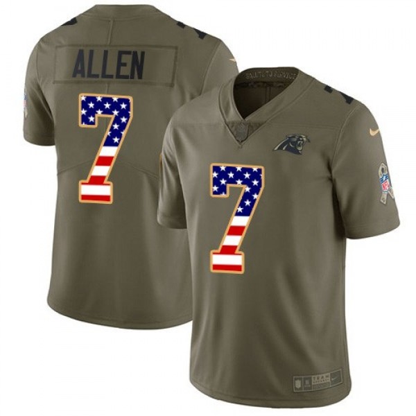 Nike Panthers #7 Kyle Allen Olive/USA Flag Men's Stitched NFL Limited 2017 Salute To Service Jersey