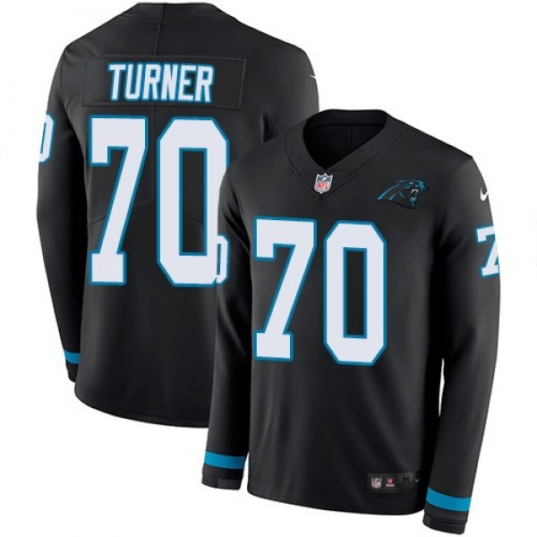 Nike Panthers #70 Trai Turner Black Team Color Men's Stitched NFL Limited Therma Long Sleeve Jersey