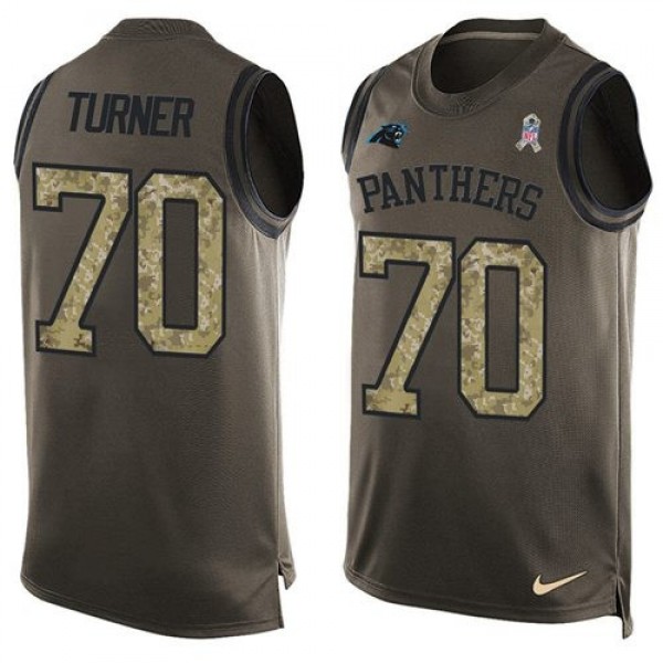 Nike Panthers #70 Trai Turner Green Men's Stitched NFL Limited Salute To Service Tank Top Jersey