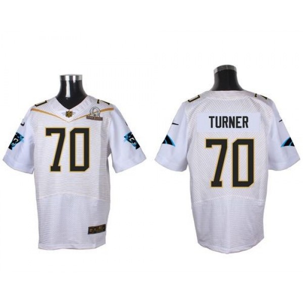 Nike Panthers #70 Trai Turner White 2016 Pro Bowl Men's Stitched NFL Elite Jersey