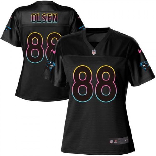 Women's Panthers #88 Greg Olsen Black NFL Game Jersey