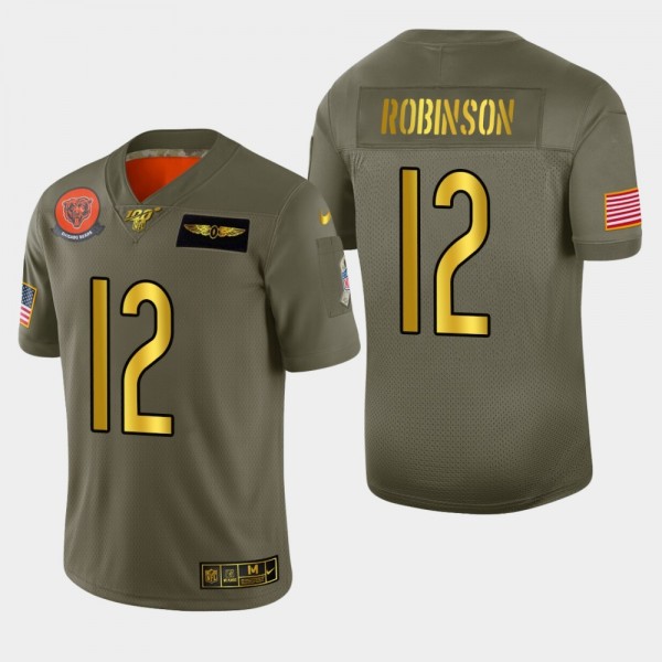 Chicago Bears #12 Allen Robinson II Men's Nike Olive Gold 2019 Salute to Service Limited NFL 100 Jersey