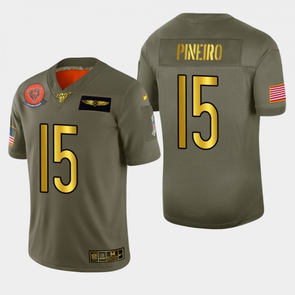 Chicago Bears #15 Eddy Pineiro Men's Nike Olive Gold 2019 Salute to Service Limited NFL 100 Jersey