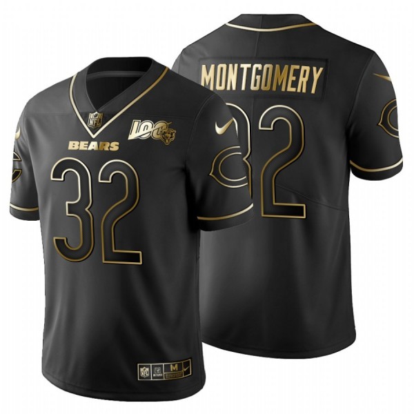Chicago Bears #32 David Montgomery Men's Nike Black Golden Limited NFL 100 Jersey