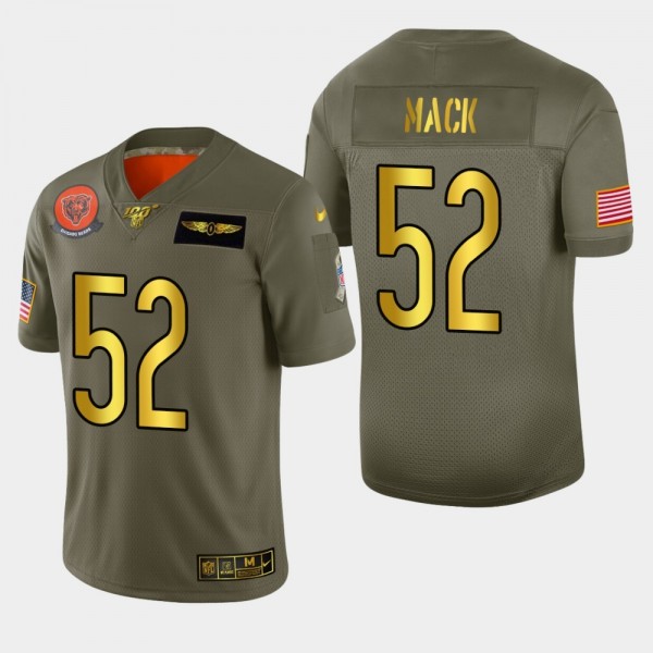 Chicago Bears #52 Khalil Mack Men's Nike Olive Gold 2019 Salute to Service Limited NFL 100 Jersey