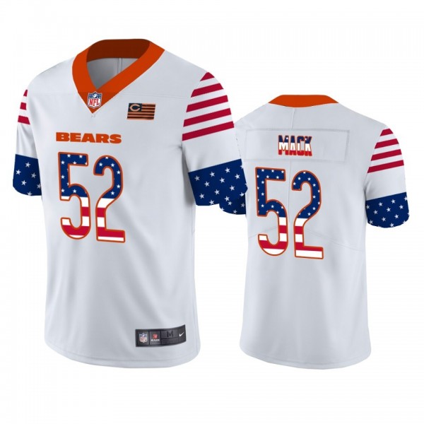 Chicago Bears #52 Khalil Mack White Men's Nike Team Logo USA Flag Vapor Untouchable Limited NFL Jersey