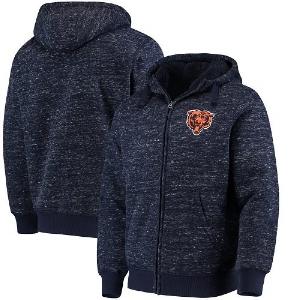 Men's Chicago Bears G-III Sports by Carl Banks Heathered Navy Discovery Sherpa Full-Zip Jacket