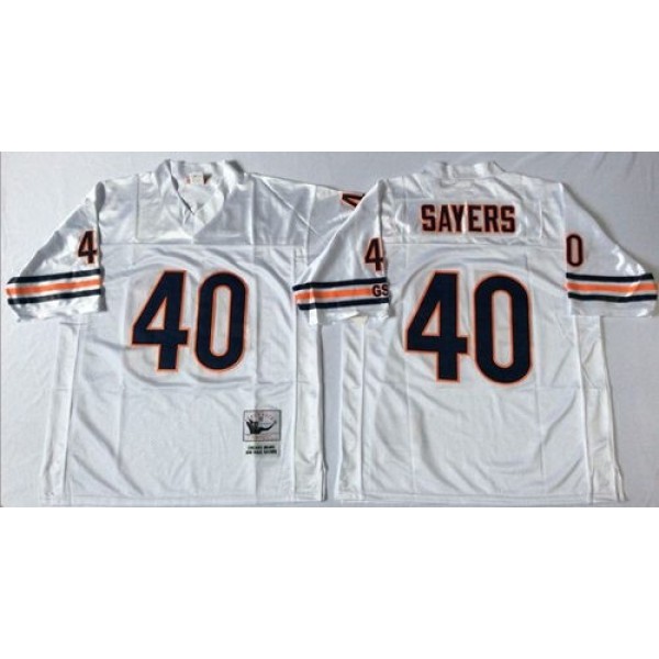 Mitchell&Ness Bears #40 Gale Sayers White Small No. Throwback Stitched NFL Jersey