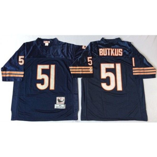 Mitchell&Ness Bears #51 Dick Butkus Blue Small No. Throwback Stitched NFL Jersey
