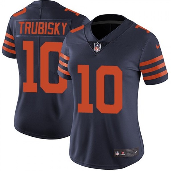Women's Bears #10 Mitchell Trubisky Navy Blue Alternate Stitched NFL Vapor Untouchable Limited Jersey