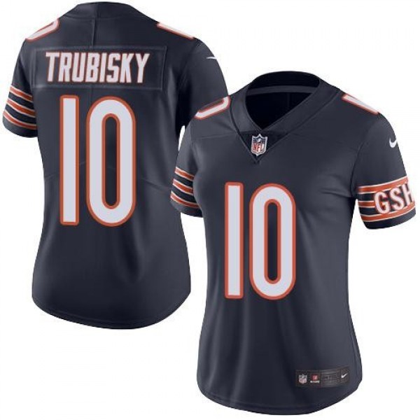 Women's Bears #10 Mitchell Trubisky Navy Blue Team Color Stitched NFL Vapor Untouchable Limited Jersey