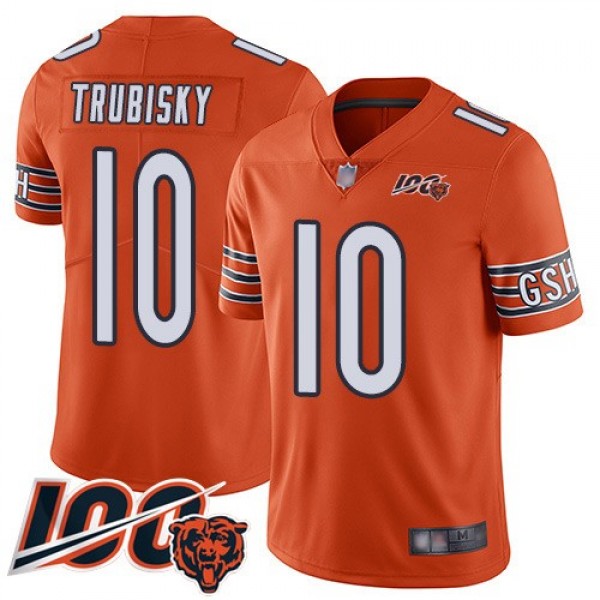 Nike Bears #10 Mitchell Trubisky Orange Men's Stitched NFL Limited Rush 100th Season Jersey