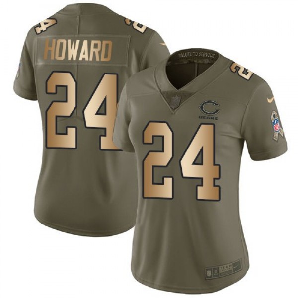Women's Bears #24 Jordan Howard Olive Gold Stitched NFL Limited 2017 Salute to Service Jersey