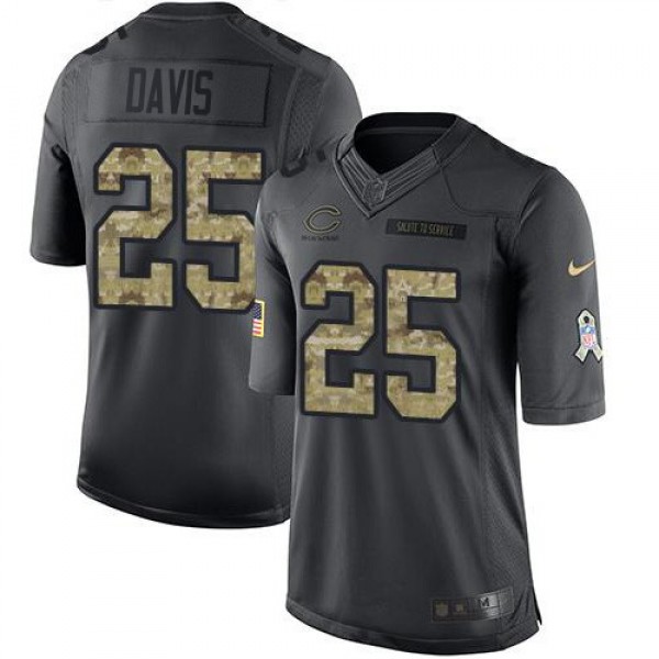 Nike Bears #25 Mike Davis Black Men's Stitched NFL Limited 2016 Salute to Service Jersey