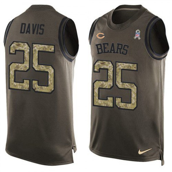 Nike Bears #25 Mike Davis Green Men's Stitched NFL Limited Salute To Service Tank Top Jersey