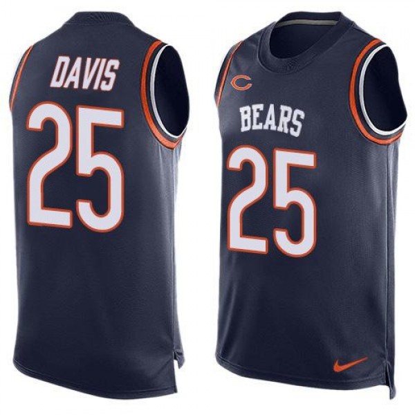 Nike Bears #25 Mike Davis Navy Blue Team Color Men's Stitched NFL Limited Tank Top Jersey