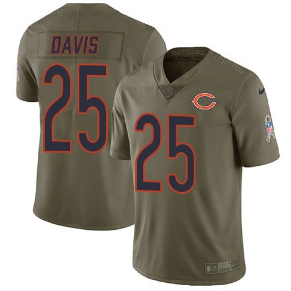 Nike Bears #25 Mike Davis Olive Men's Stitched NFL Limited 2017 Salute To Service Jersey