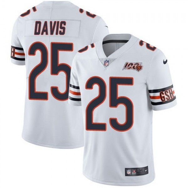 Nike Bears #25 Mike Davis White Men's 100th Season Stitched NFL Vapor Untouchable Limited Jersey