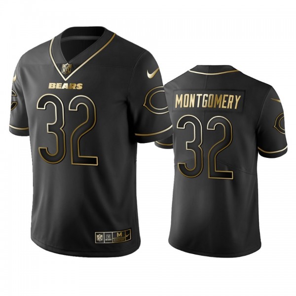 Nike Bears #32 David Montgomery Black Golden Limited Edition Stitched NFL Jersey