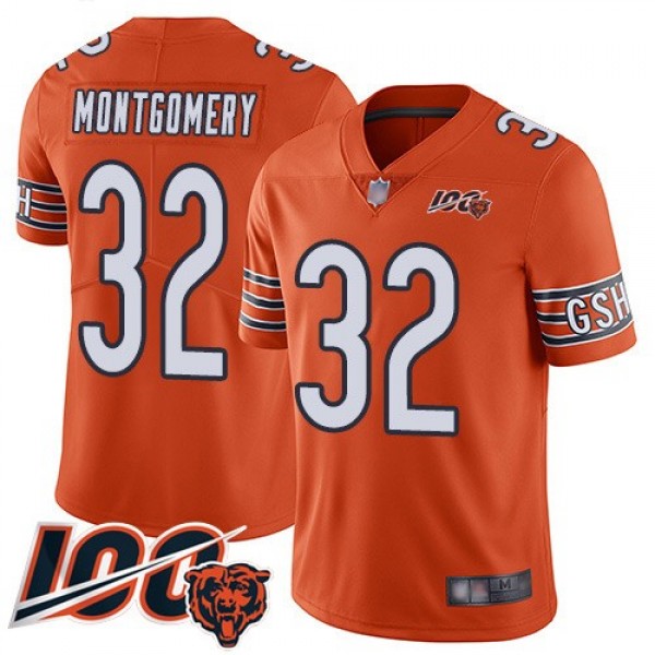 Nike Bears #32 David Montgomery Orange Men's Stitched NFL Limited Rush 100th Season Jersey