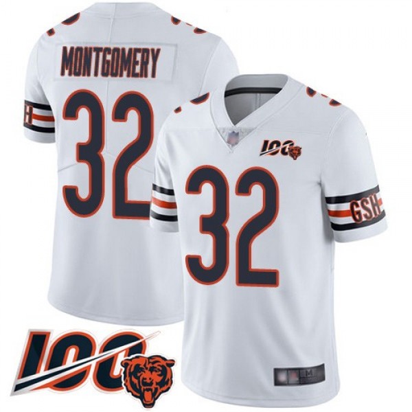 Nike Bears #32 David Montgomery White Men's Stitched NFL 100th Season Vapor Limited Jersey