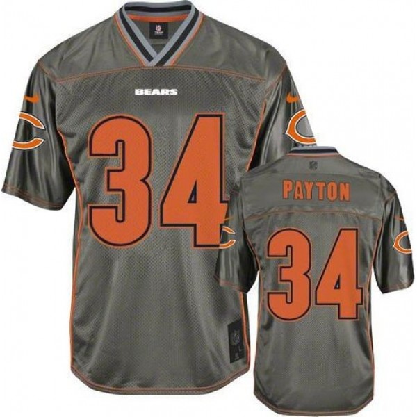 Nike Bears #34 Walter Payton Grey Men's Stitched NFL Elite Vapor Jersey