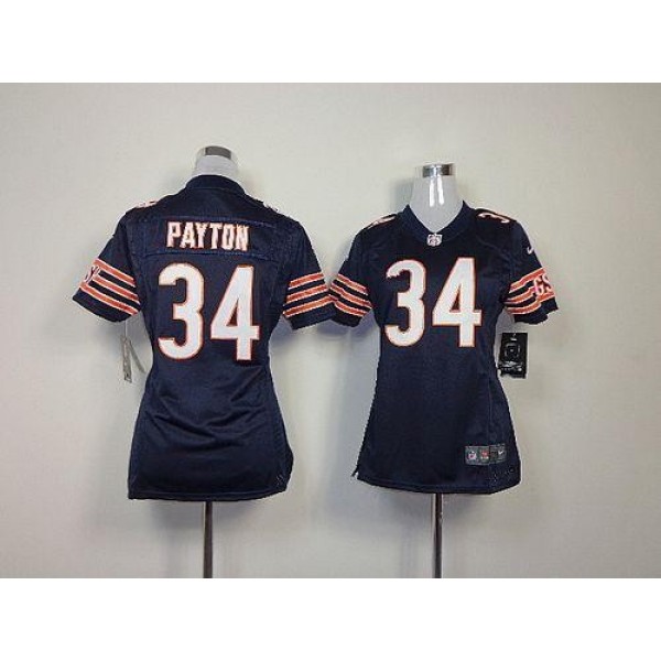 Women's Bears #34 Walter Payton Navy Blue Team Color Stitched NFL Elite Jersey