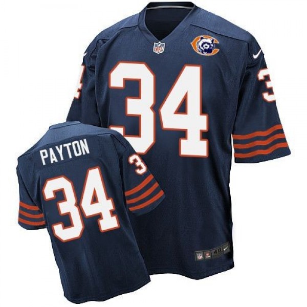 Nike Bears #34 Walter Payton Navy Blue Throwback Men's Stitched NFL Elite Jersey