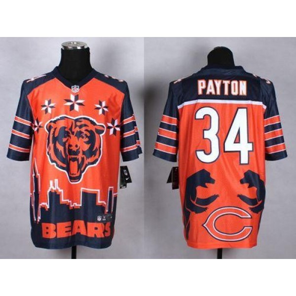 Nike Bears #34 Walter Payton Orange Men's Stitched NFL Elite Noble Fashion Jersey