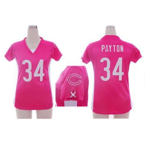 Women's Bears #34 Walter Payton Pink Draft Him Name Number Top Stitched NFL Elite Jersey