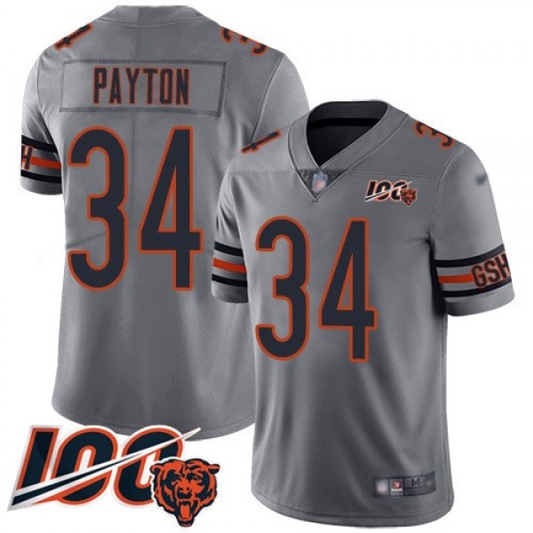 Nike Bears #34 Walter Payton Silver Men's Stitched NFL Limited Inverted Legend 100th Season Jersey