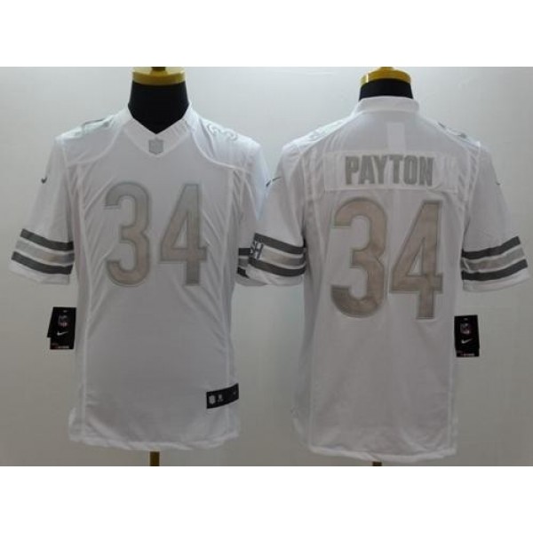 Nike Bears #34 Walter Payton White Men's Stitched NFL Limited Platinum Jersey