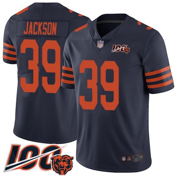 Nike Bears #39 Eddie Jackson Navy Blue Alternate Men's Stitched NFL 100th Season Vapor Limited Jersey