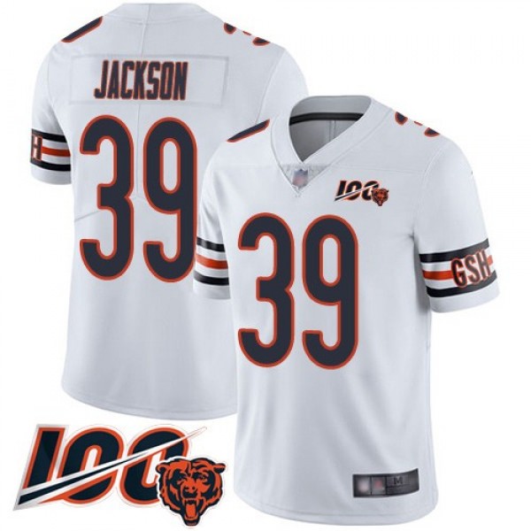 Nike Bears #39 Eddie Jackson White Men's Stitched NFL 100th Season Vapor Limited Jersey
