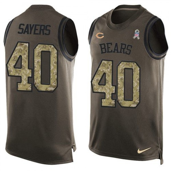 Nike Bears #40 Gale Sayers Green Men's Stitched NFL Limited Salute To Service Tank Top Jersey