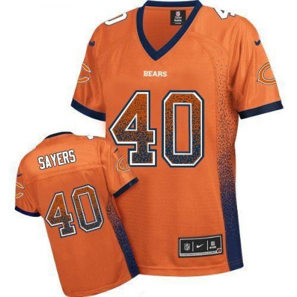 Women's Bears #40 Gale Sayers Orange Alternate Stitched NFL Elite Drift Jersey