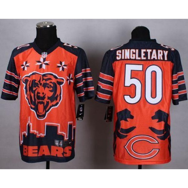 Nike Bears #50 Mike Singletary Orange Men's Stitched NFL Elite Noble Fashion Jersey