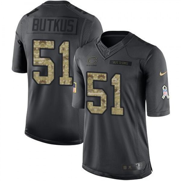 Nike Bears #51 Dick Butkus Black Men's Stitched NFL Limited 2016 Salute to Service Jersey